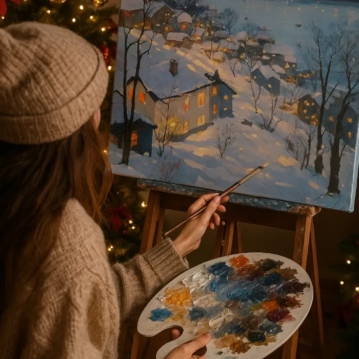 Téli táj - Élményfestés élő jazz zenével / Artmasters Kreatív Műhely 