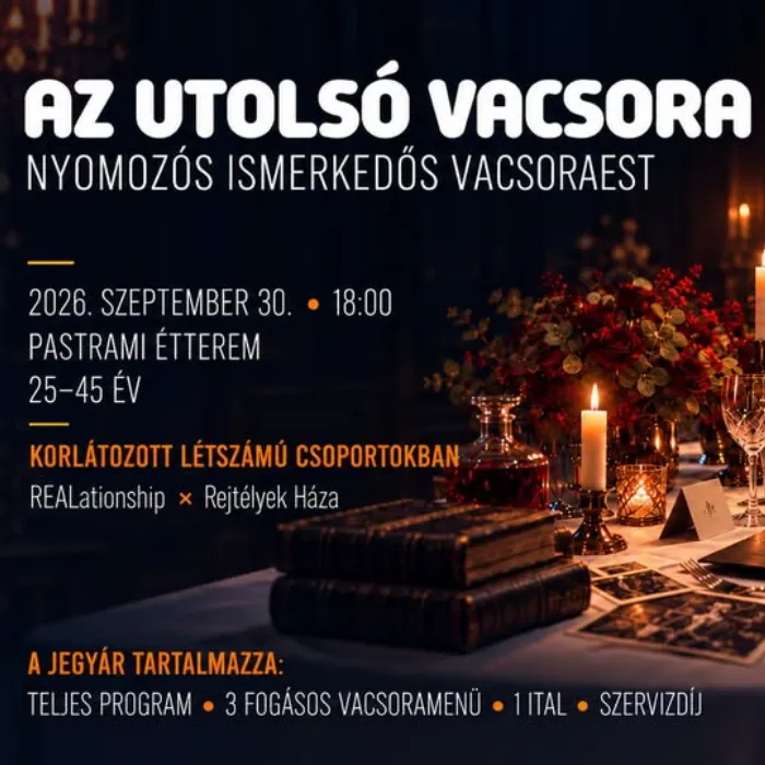 Az Utolsó Vacsora – Nyomozós ismerkedős vacsoraest (25-45 év)