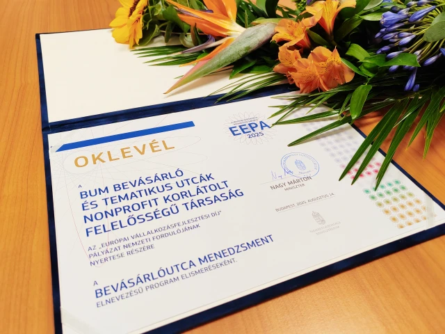 Európai Vállalkozásfejlesztési Díj 2025 - nemzeti forduló győztese a BUM